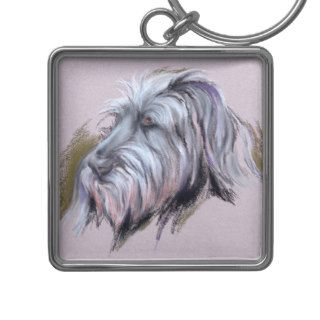 Wolfhound Pastel Portrait Key Chain