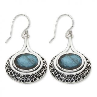 Himalayan Gems™ Oval Gemstone Sterling Silver Textured Drop Earrings
