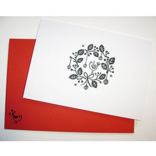 pack of hand printed 'robin' christmas cards by ruth green design