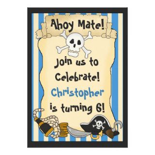 Ahoy Mate Pirate Birthday Invitation for Boys