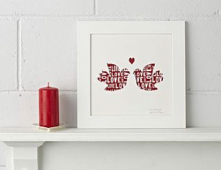 love doves personalised wedding gift artwork by bertie & jack