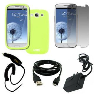EMPIRE Accessories Samsung Galaxy S III / S3 Silicone Skin Case Cover (Glow in the Dark Green) + Invisible Screen Protector + USB 2.0 Data Cable + Car Charger + Wall Charger [EMPIRE Packaging] Cell Phones & Accessories