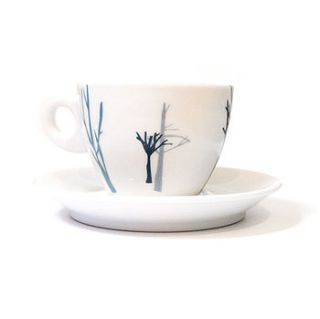 blue and grey trees tea cup and saucer set by kate moby