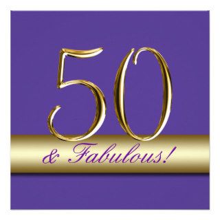 Purple Gold 50th Birthday Party Invitation