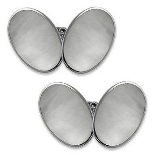 silver mother of pearl oval cufflinks by john m start & co.