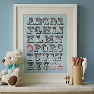 personalised alphabet art print by modo creative