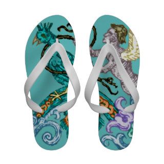 Angel & Peacock Vintage Illustration Sandals