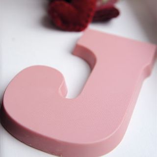 pink chocolate letter by the letteroom