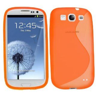 SAMRICK   Samsung i9300 Galaxy S3 SIII & Galaxy S3 SIII LTE 4G   Orange 'S' Wave Hydro Gel Protective Case Cell Phones & Accessories