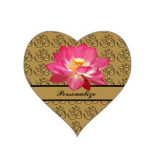Lotus Flower OM Gold Heart Sticker