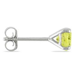 Miadora 14k White Gold 1ct TDW Yellow Diamond Solitaire Earrings Miadora Diamond Earrings