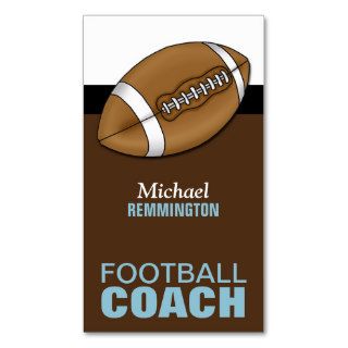 Blue & Brown Football Coach Business Cards