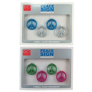 DCI Pop Christmas Small Peace Sign Ornaments, Assorted, Set of 4   Decorative Hanging Ornaments