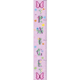 Butterfly Girl Growth Chart Background Color Pink  Nursery Wall Decor  Baby