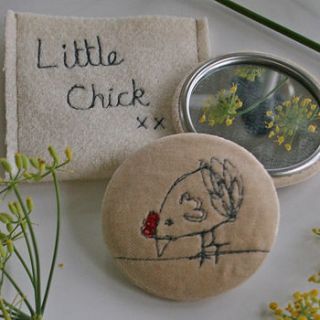 personalised compact mirror, cream chicken by snapdragon