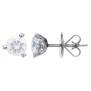 Three Quarter Carat Round Brilliant Diamond Solitaire Earrings Carat Total Weight 0.75 Stud Earrings Jewelry