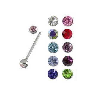 green 14g Barbell with Double Sided Gems Nipple Ring Health & Personal Care