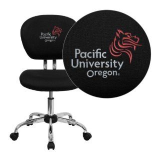 Flash Furniture Pacific University Oregon Boxers Embroidered Black Mesh Task Chair with Chrome Base  