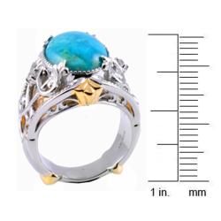 Michael Valitutti Two tone Turquoise and White Sapphire Ring Michael Valitutti Gemstone Rings