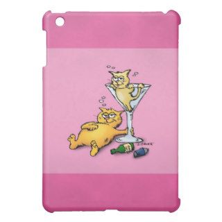 Cocktails & Kittens Pink Cartoon  iPad Mini Cover