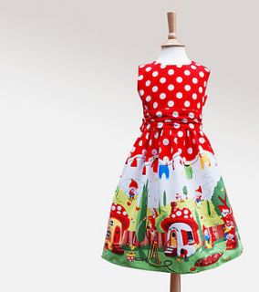 girl's gnome print party dress by wild things funky little dresses