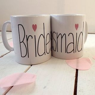 'bridesmaid' gift mug by kelly connor designs knitting bags and gifts