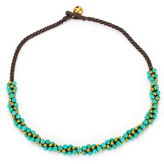 Thai handicraft Turquoise and Brass 'Twisted' Necklace (Thailand) Necklaces