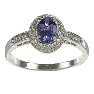 Sterling Silver Tanzanite and Diamond Accent Ring Gemstone Rings