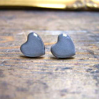 silver grey glitter heart earrings by home & glory