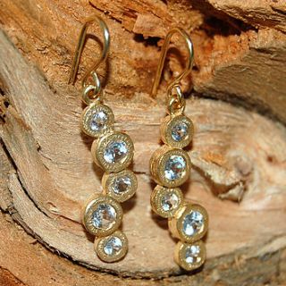 gold and white topaz cellular drop earrings by embers semi precious and gemstone designs