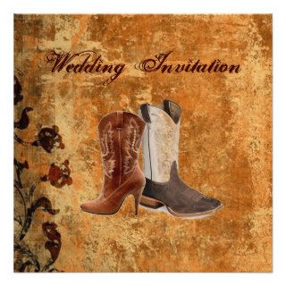 Country Cowboy Boots Western Wedding Invitation