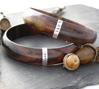 personalised wood and silver bangle by soremi