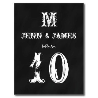 Chalkboard Country Wedding Table Number Card Postcards