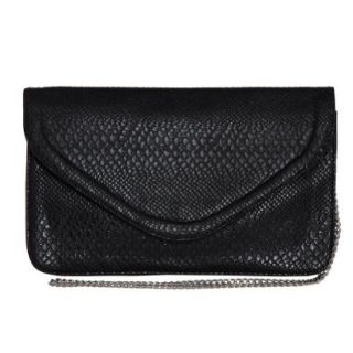 Patzino Fashion Collection, Faux Leather Croco Chic Women's Envelope Clutch (Black) Shoes
