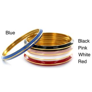 Stainless Steel Gold Plated Dual Toned Enamel Bangle Bracelet West Coast Jewelry Fashion Bracelets