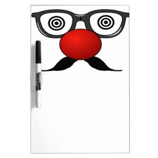 Funny Red Nose weird  eyes glasses moustache Dry Erase Board