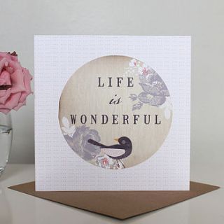 'life is wonderful' bird greetings card by studio seed