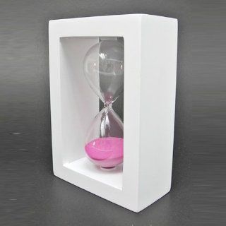ColorMax Wooden Frame 30 Minutes Hourglass Sand Timer White Frame Pink Sand Kitchen & Dining