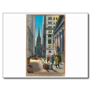 Old Trinity & Wall Street, New York Post Card