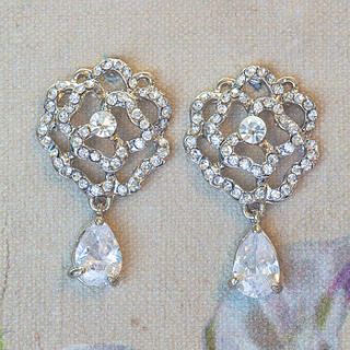 ursula crystal rose and drop earrings by anusha