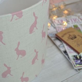 blush pink hares handmade drum lampshade by lolly & boo lampshades