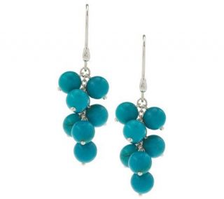Turquoise Bead Cluster Sterling Lever Back Earrings —