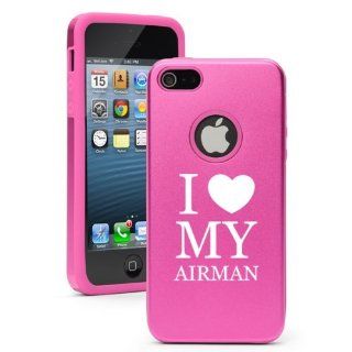 Apple iPhone 5 5S Hot Pink 5D1678 Aluminum & Silicone Case Cover I Love My Airman Air Force Cell Phones & Accessories