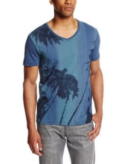 Calvin Klein Jeans Men's Tonal Palm Short Sleeve V Neck Tee, Faded Navy, Small at  Mens Clothing store
