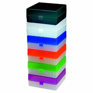 Argos R3129 Translucent Polypropylene 100 Place Microcentrifuge Tube Cryogenic Storage Box with Purple Lid for 0.5, 1.5 and 2.0mL Microcentrifuge Tubes (Pack of 5) Science Lab Micro Centrifuge Tubes