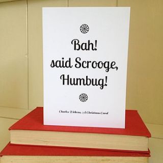 ‘bah humbug’ scrooge christmas card by literary emporium