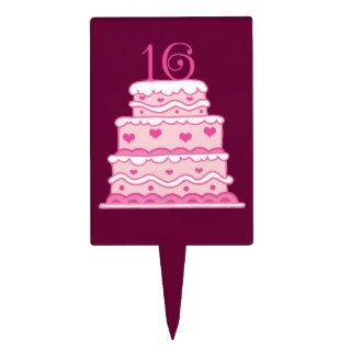 16th Anniversary or Birthday Cake Party Gift Cake Picks