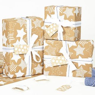 recycled white star brown wrapping paper by sophia victoria joy