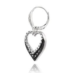 DB Designs Sterling Silver Black Diamond Accent Leverback Heart Earrings DB Designs Diamond Earrings