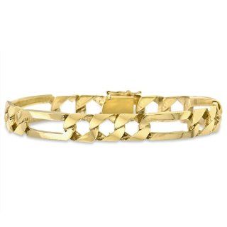 Men's 14K Yellow Gold Figaro Link Bracelet 10.0 mm Jewelry